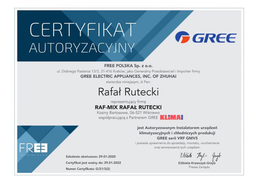 raf-mix o nas certyfikat