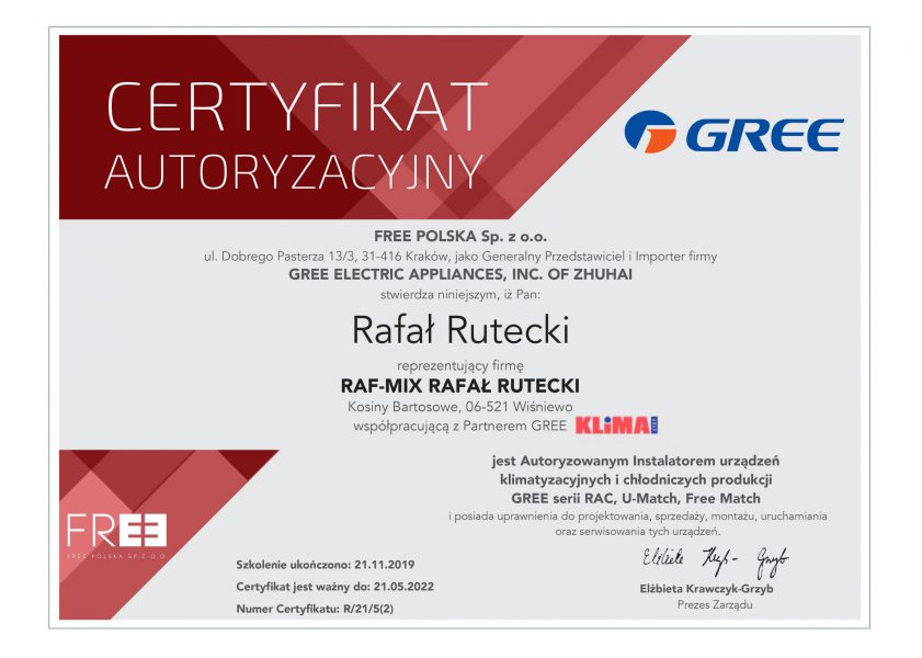 raf-mix o nas certyfikat
