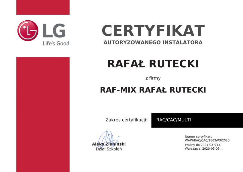 raf-mix o nas certyfikat