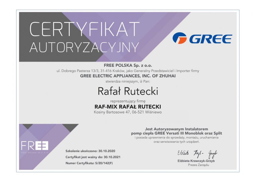 raf-mix o nas certyfikat