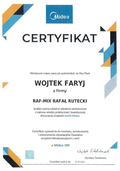 raf-mix o nas certyfikat